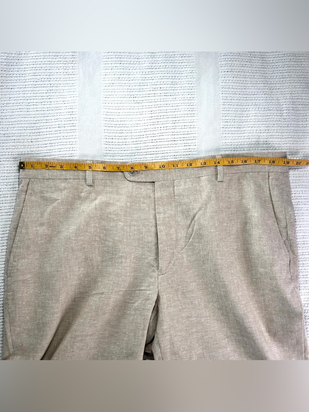 JOE Joseph Abboud Tan Linen Cotton Menโs 38X32 Pants Beach Wedding Tropics